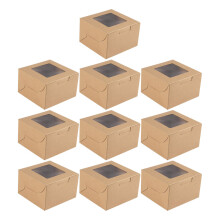 10 cajas repostería con ventana, papel kraft, para galletas y pasteles
