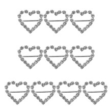 10Pcs Alloy Rhinestone Buckle For Clothes Headwear Decor (Love Heart)