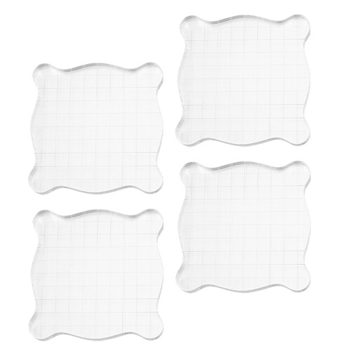 4pcs acrylic stamp block set with grid lines for card making