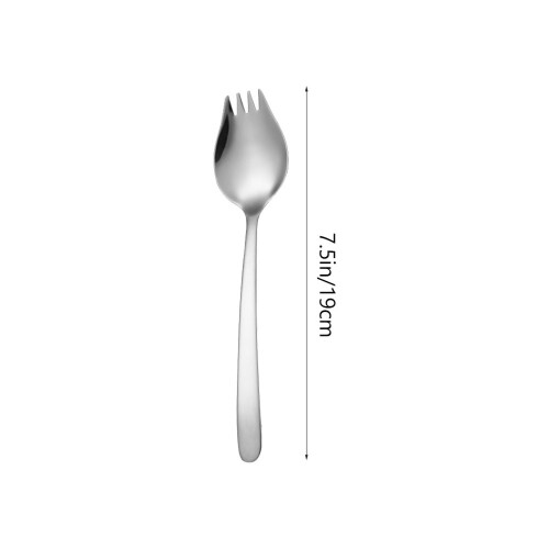 4 Pcs 2-In-1 Dinner Fork Soup Spoon Stainless Steel 1