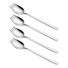 4 Pcs 2-In-1 Dinner Fork Soup Spoon Stainless Steel