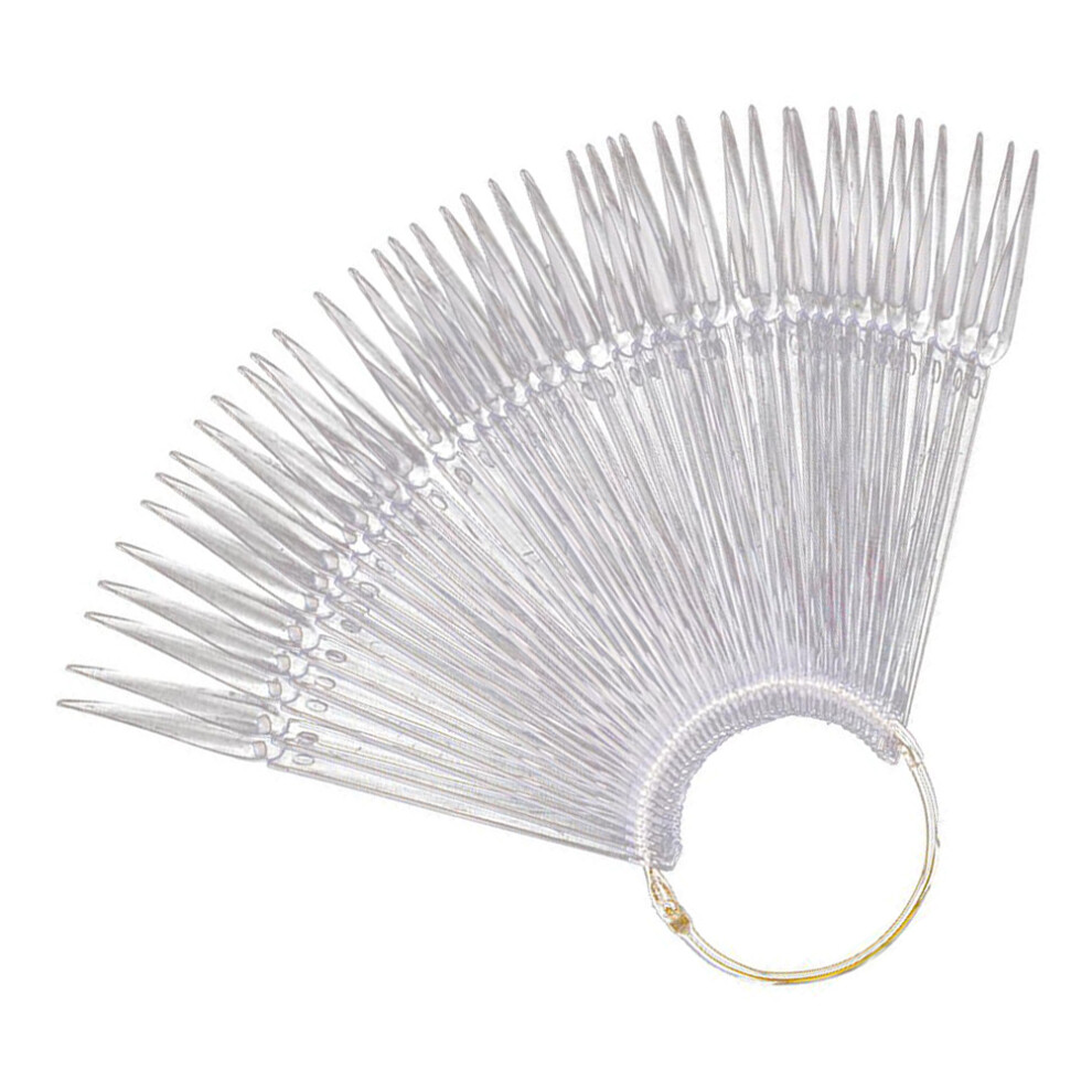Totority 100Pcs Nail Color Plates Fan Shaped Manicure Practice Stick Transparent