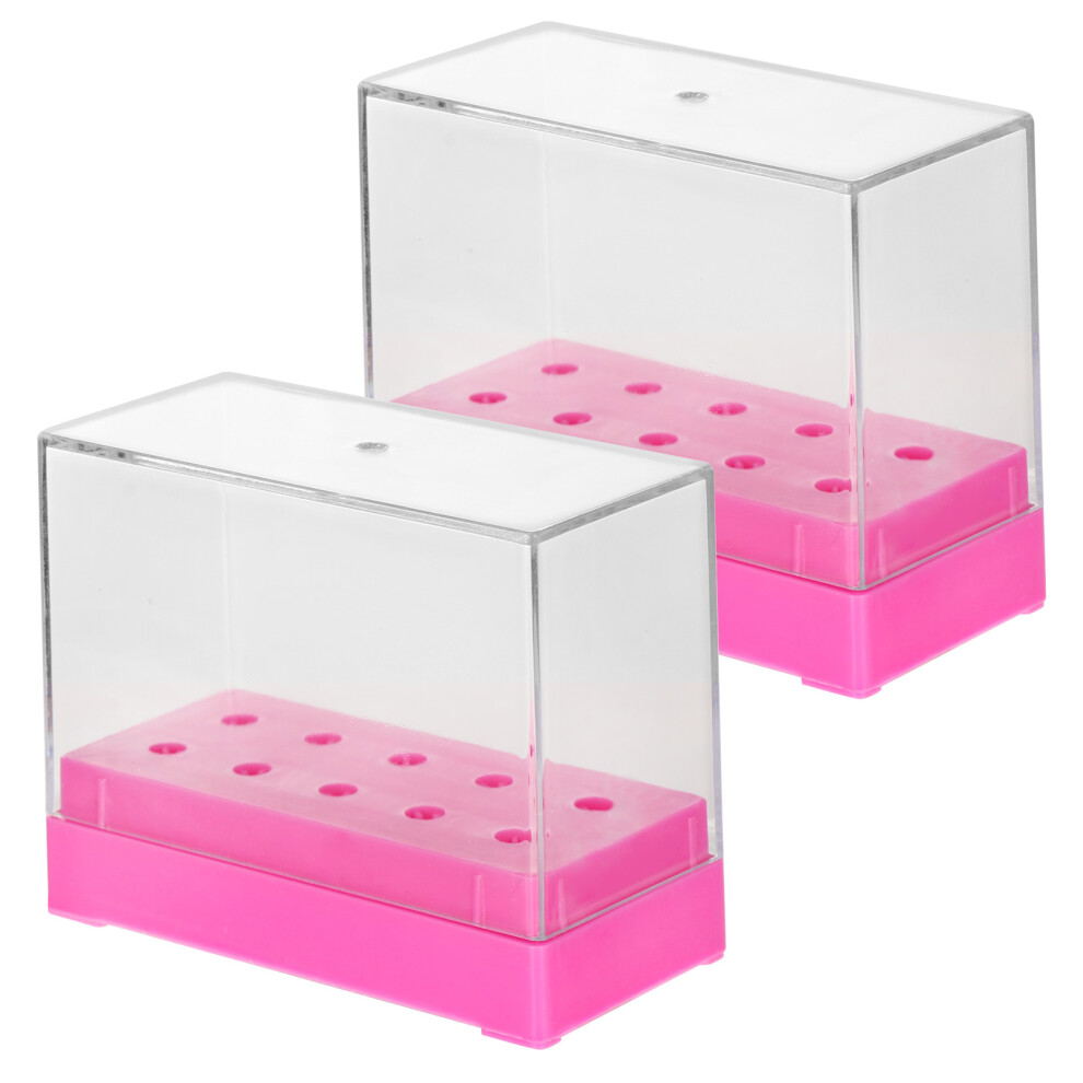 Totority 2Pcs 10 Holes Nail Drill Bits Holder Dustproof Organizer