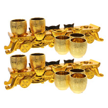 gold worship chalice set: plastic wine cup and altar for temple or home