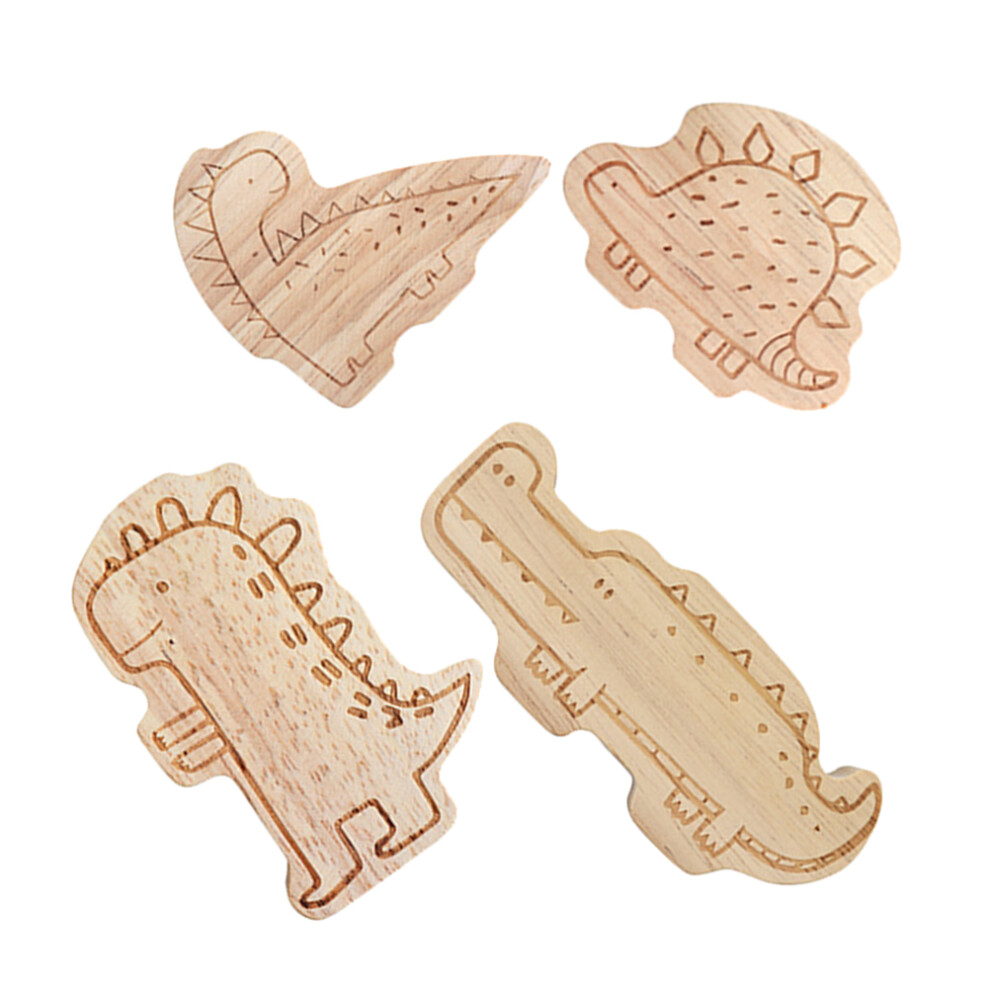 Artibetter 4Pcs Adhesive Wood Dinosaur Wall Hooks For Nursery Decor