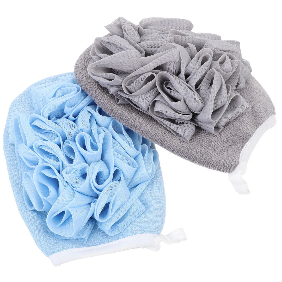 Totority Blue 2Pcs Bathing Glove Shower Scrubber Soft Exfoliating Material
