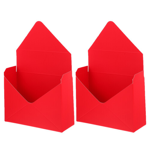 2Pcs Red Paperboard Bouquet Envelop Boxes Elegant Floral Storage