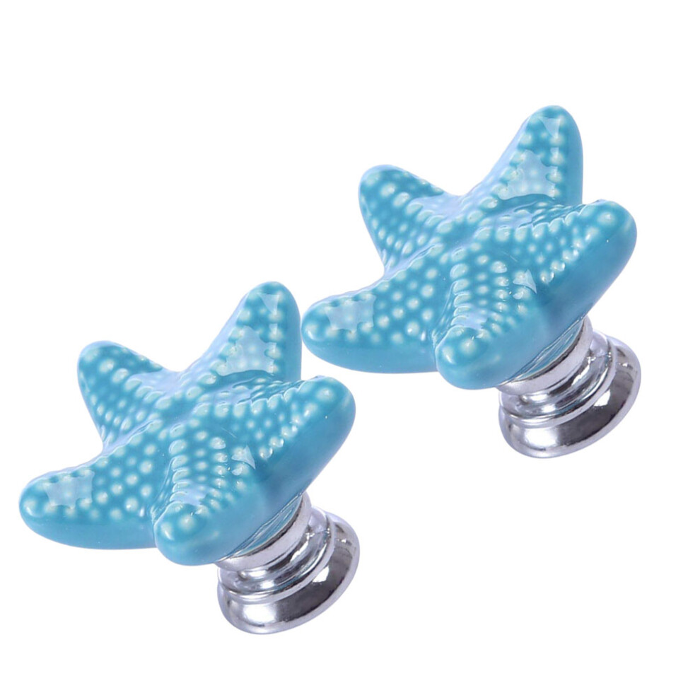 2Pcs Star Shaped Ceramic Drawer Knobs With Screw For Cabinet Furniture 3314207525912