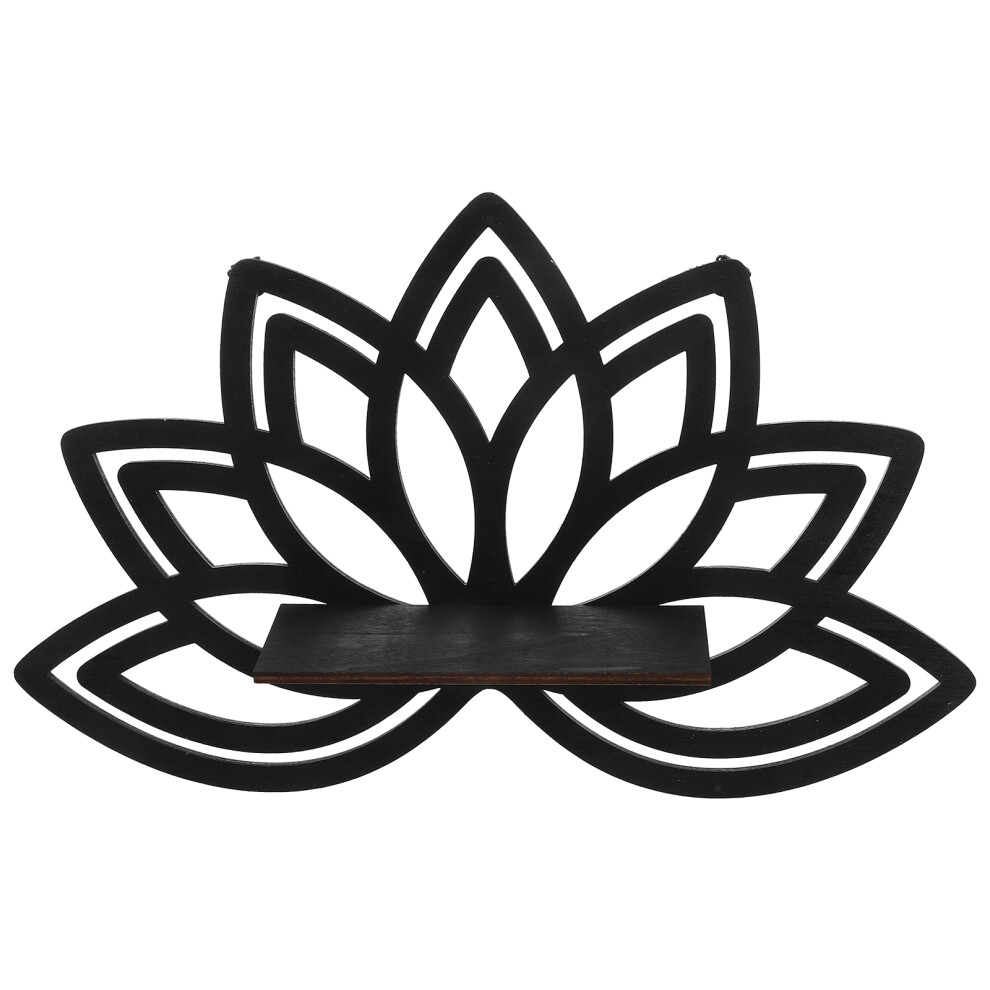 Wood Wall Shelf Lotus Design Floating Storage Display Rack 3321439606210
