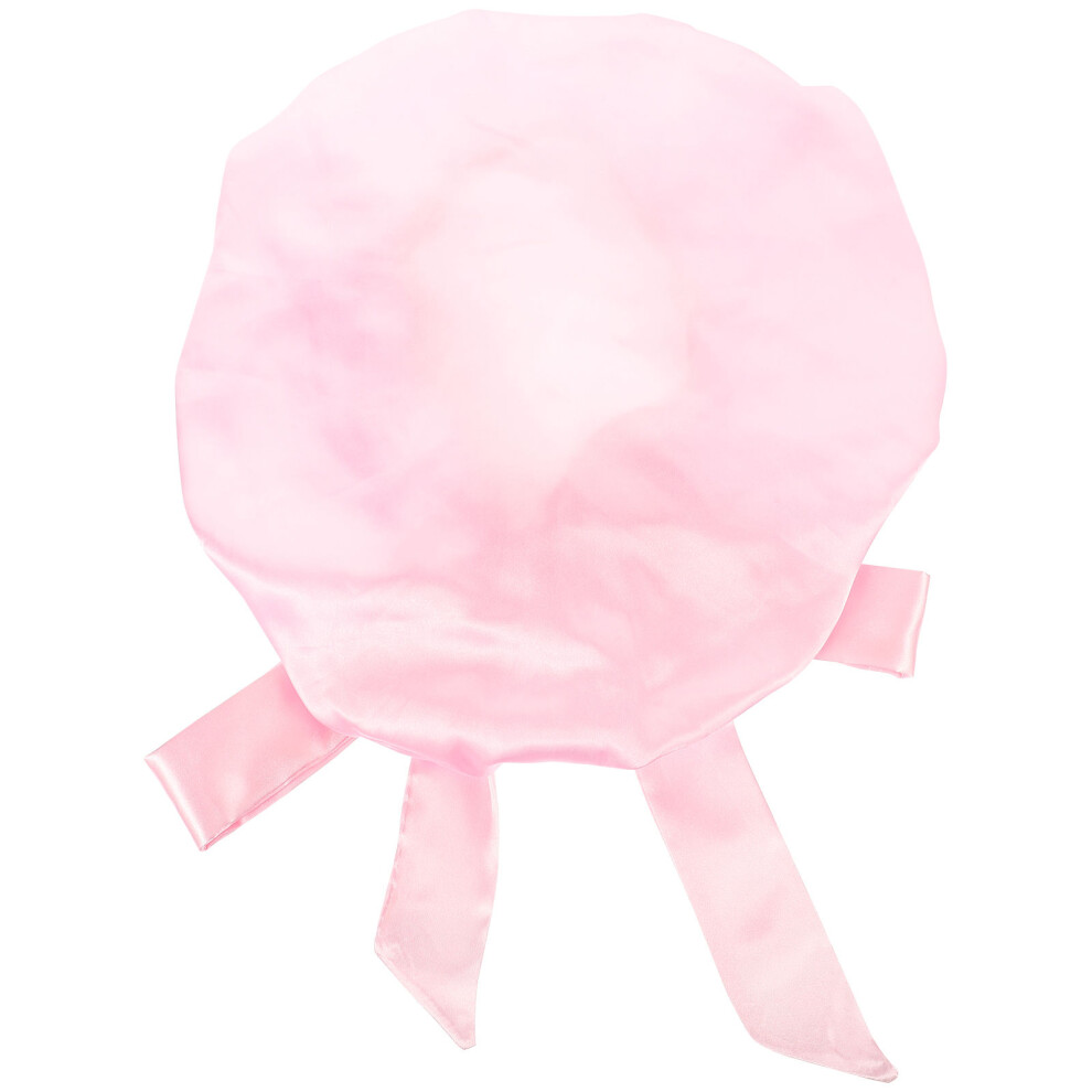 Pink Silk Bonnet Cap Elastic Shower Hat for Sauna Travel Use-image-OPC-PKTHKXW-NEW