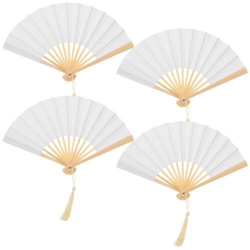 4Pièces Petits Éventails Pliables Pour Poupées Multi Usage En Papier