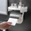 Roll Paper Holder Waterproof Wall Shelf Durable Bathroom Storage Grey 3