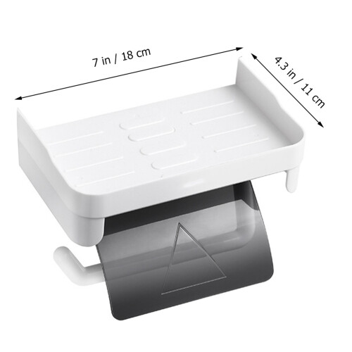 Roll Paper Holder Waterproof Wall Shelf Durable Bathroom Storage Grey 1