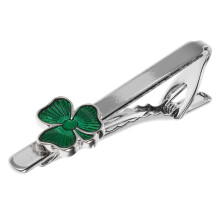 St Patricks Day Tie Clip For Men Shamrock Metal Decorative Accessory