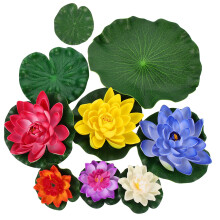 9Pcs Simulated Floating Lotus Artificial Flower Lifelike Water Lily