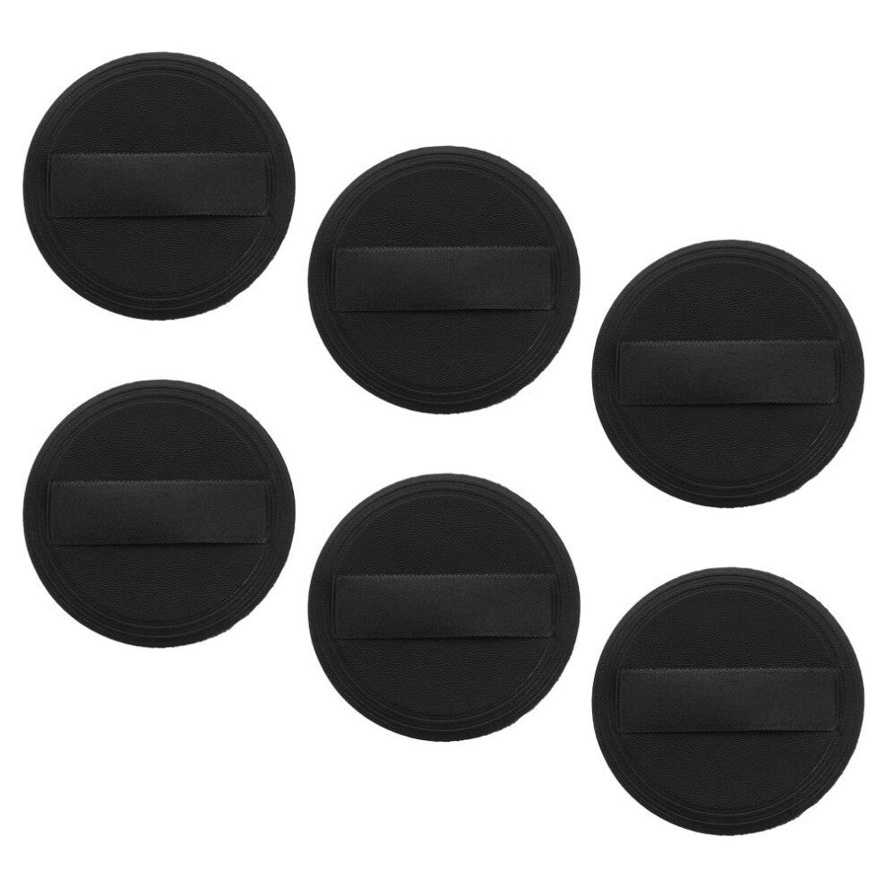 Vaguelly Black 6Pcs Thin Makeup Puffs Pu Leather Soft Face Powder Applicators