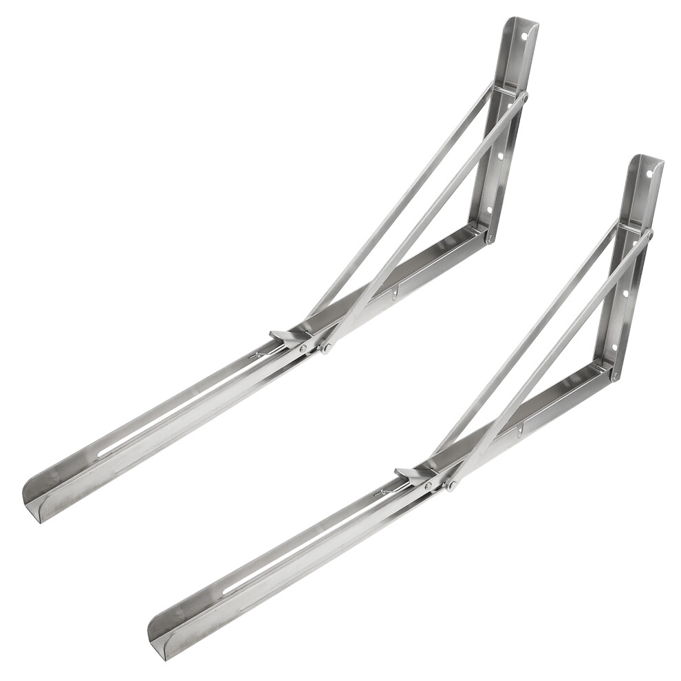 2Pcs Stainless Steel Collapsible Shelf Brackets Support Racks 3321439671461