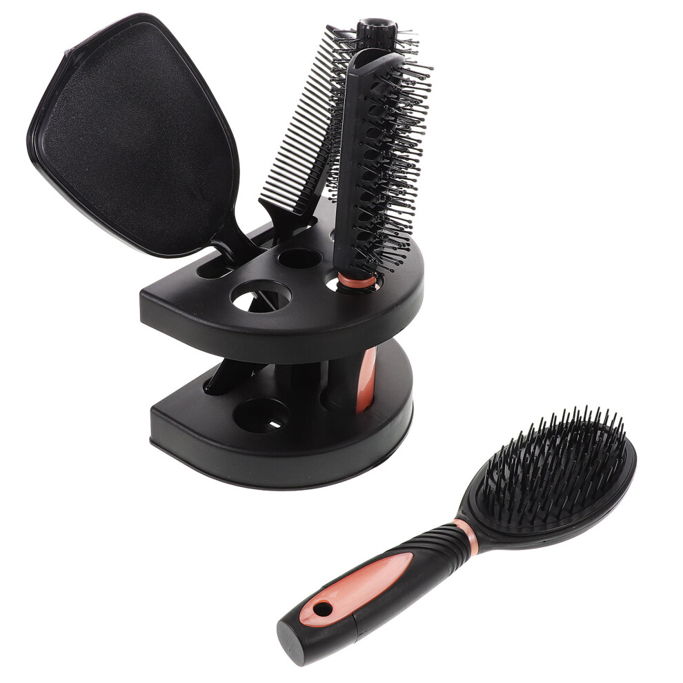 Vaguelly Unisex Pink 5Pcs Salon Hair Comb And Mirror Kit Anti-Static