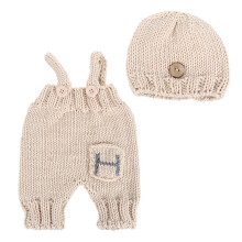 Newborn Knitting Hat And Suspender Outfit Set