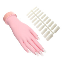 1Pc Manicure Practice Fake Hand With Inserted Nail Tips Silicone Model