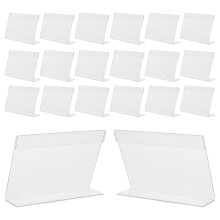 20pcs clear acrylic l shaped sign holder 4.72 x 3.14 inch display stand