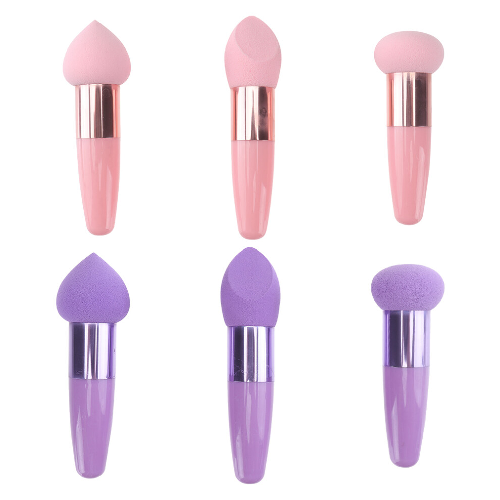 Happyyami Purple 2Sets Handheld Beauty Makeup Sponges Latex Cosmetic Powder Puff