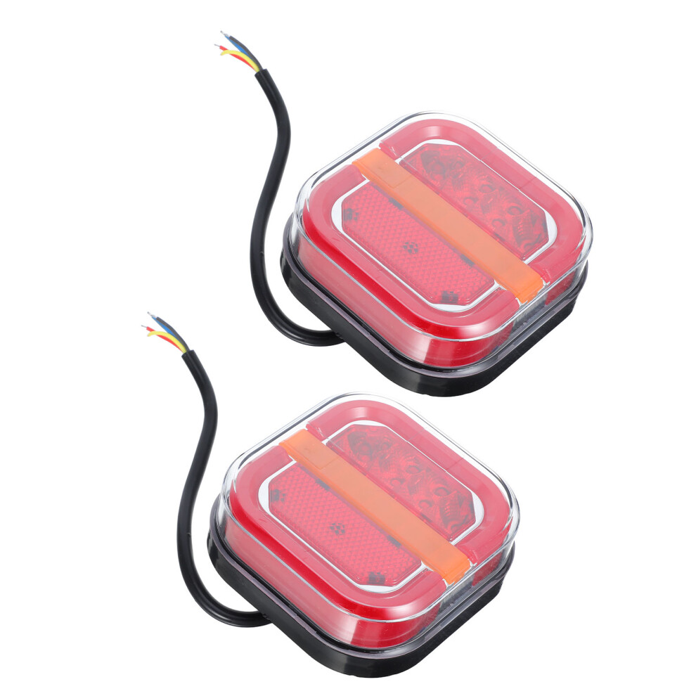2Pcs Square Trailer Waterproof Stop Turn Tail Brake Lamp Light 3321439682290