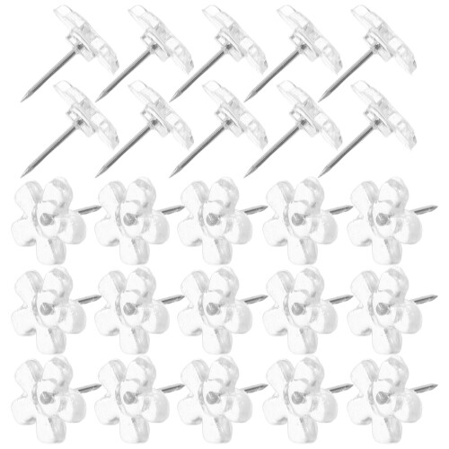 100Pcs Clear Whiteboard Tacks Push Pins For Bulletin Maps