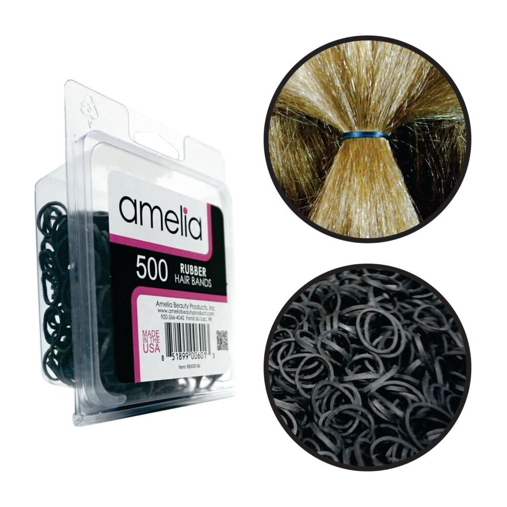Amelia Beauty Produc Amelia Beauty | 500 Count 1/2 Rubber Bands | Premium Us Made Rubber Hair Ties | Ideal For Ponytails Braids & Beards | Strong All Day Hold | Convenien