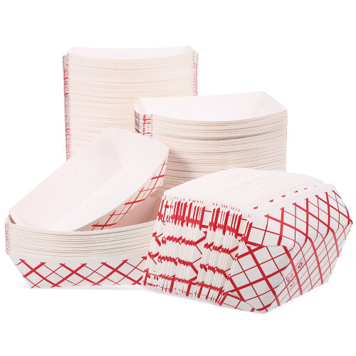 200Stk Papier Lebensmitteltabletts Kariert Halter