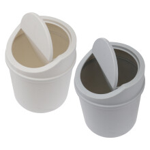 2Stk Desktop Mini Müllbehälter Weiß PP Material Mit Schwingdeckel
