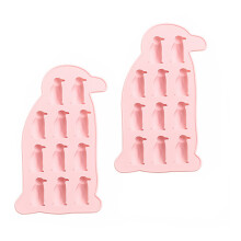 1 set, 2 silikon eiswürfelform pinguin, schokoladenform pink