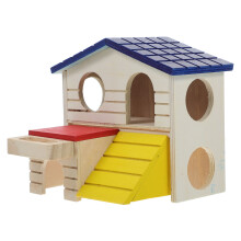 holz häschenhütte mit ablage und versteck für hamster chinchilla