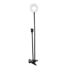 led anillo para selfie con soporte clip ajustable negro