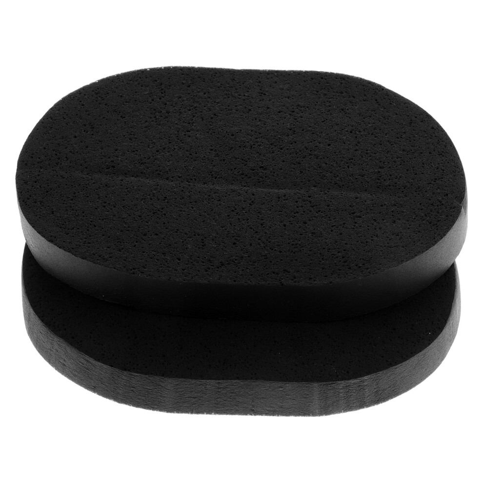 Inoomp 2Pcs Black Facial Cleaning Sponge With Activated Bamboo Charcoal