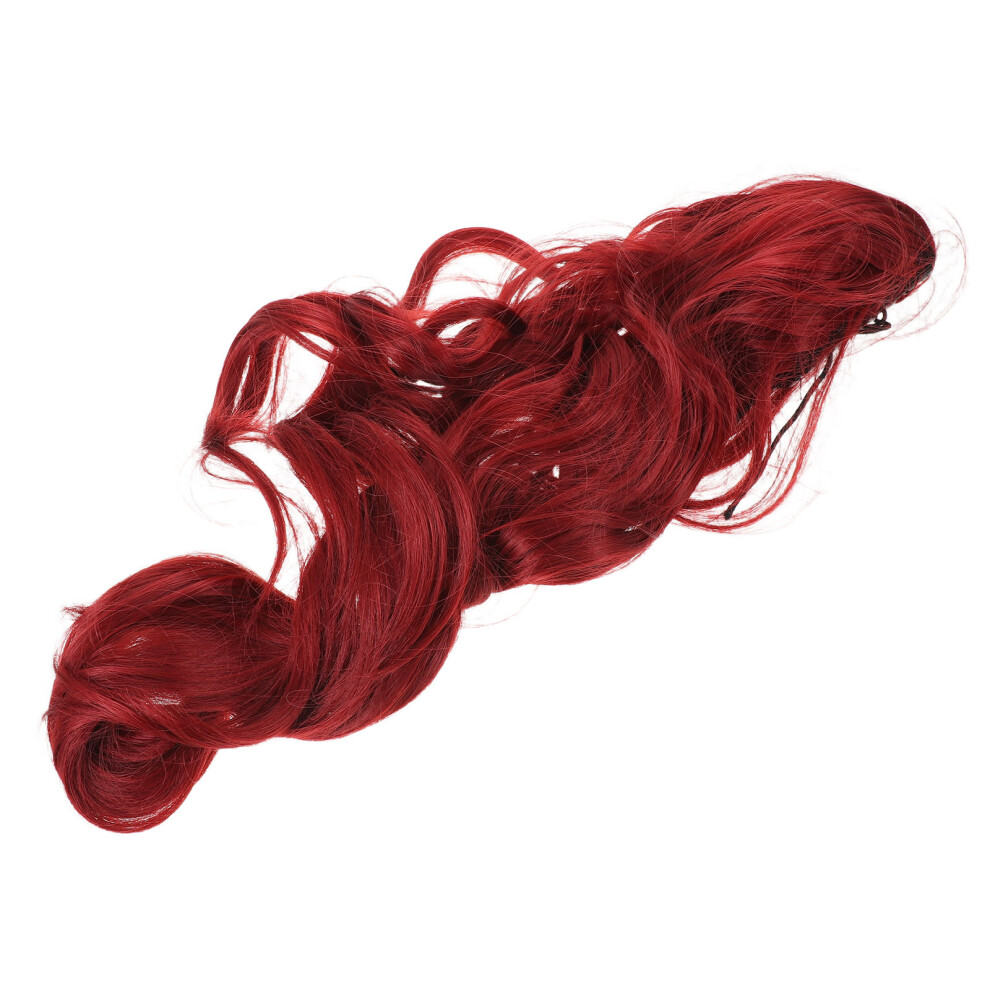 Aboofan Unisex Red Long Wavy Ponytail Extension Clip In Hairpiece For Women