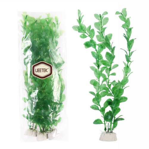 3Pcs Green Plastic Artificial Aquarium Plants Decor
