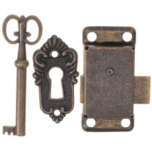 One Set Antique Lock Kit For Cabinet And Drawer Doors With Key