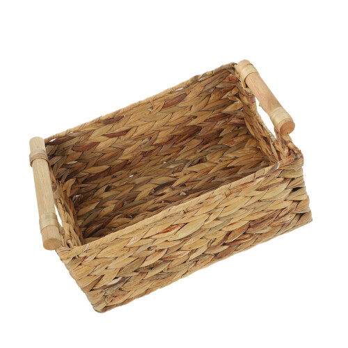 Khaki Woven Storage Basket Durable Straw Organizer for Bathroom