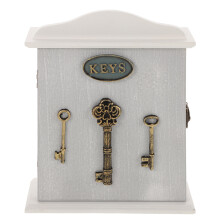 Wooden Key Holder Box Wall Cabinet With Hooks For Home Office Entryway