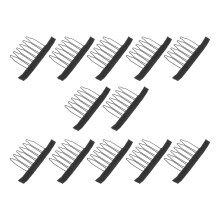 12Pc Wig Net Clip Stainless Steel 6 Teeth For Ladies Black