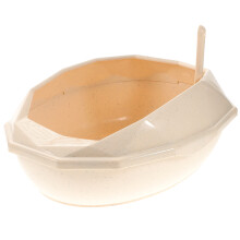 1Pc Khaki Plastic Cat Litter Box with Half-Closed Flap Anti-Splashing