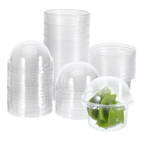 50 Pcs Plastic Dessert Cups With Lids For Pudding Soup Ice Cream