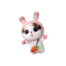Cartoon Cat Plush Doll DIY Needle Felting Kit With Wool