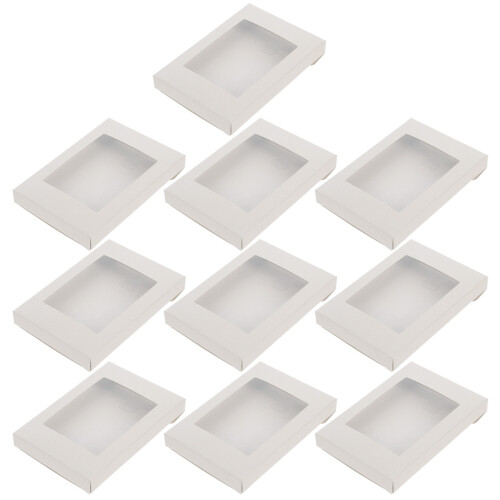 10Pcs Kraft Gift Boxes With Clear Window For Cookies Cakes Storage