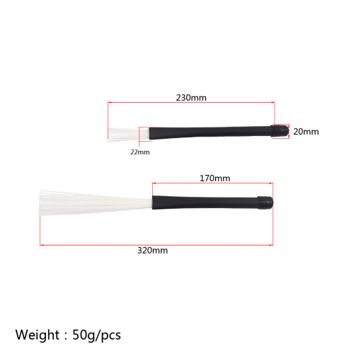 Pair Jazz Drum Brushes Retractable Telescopic Drumsticks Black White 1