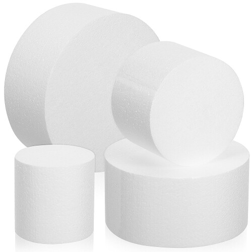 4Pcs White Foam Cake Rounds Fake Cake Dummies for Decorating Display