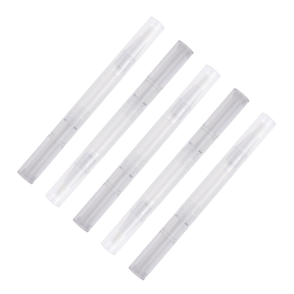 Totority White 5Pcs 3Ml Transparent Empty Nail Oil Pens With Brush Tip
