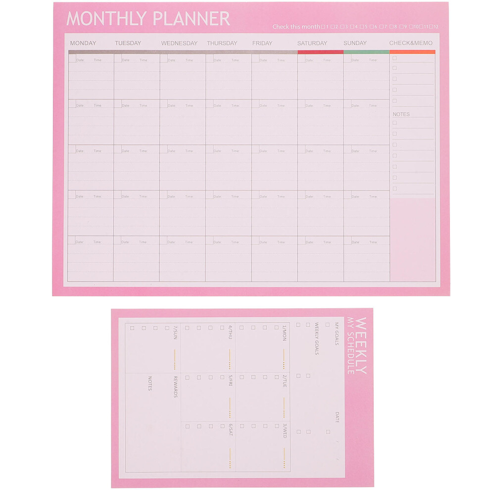 2Pcs Weekly Notepad Planner Monthly Paper Schedule Checklist-image-OPC-PKTKF68-NEW