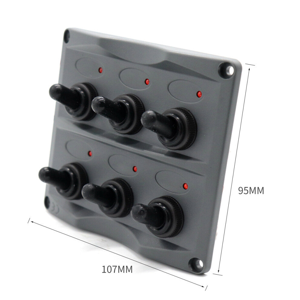 12V/24V Ip66 Waterproof 6 Gang Indicator Toggle Switch Panel For Car 3321439649477